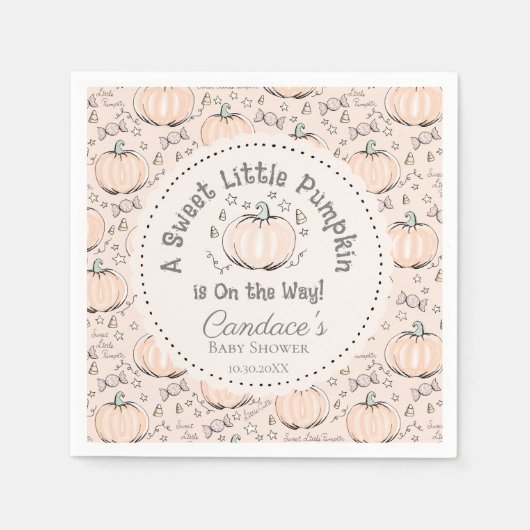 Neutrale Creme Little Pumpkin Baby Shower Serviette (Vorderseite)