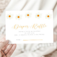 Neutrale Daisy Baby Shower Diaper Raffle Card