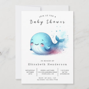 Neutrale digitale Whale-Babydusche für Geschlechte Einladung