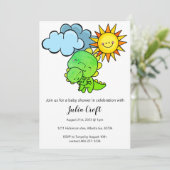 Neutrale Dinosaurier Babydusche Niedlich einladen Einladung (Stehend Vorderseite)