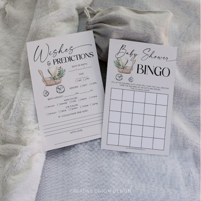 Neutrale, doppelseitige Babyduschspiele (baby shower game)