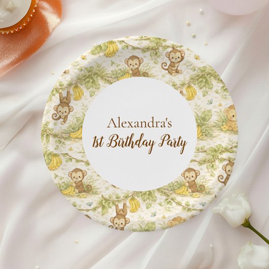 Neutrale Dschungeltiere Wild One Geburtstag Pappteller