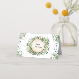 Neutrale Dusche aus botanischem Wald in rustikaler Platzkarte