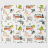 Neutrale Dusche für Wasserfarben-Baby-Landtiere Geschenkpapier (Flach)