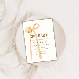Neutrale, einfache Bow-Babydusche Einladung