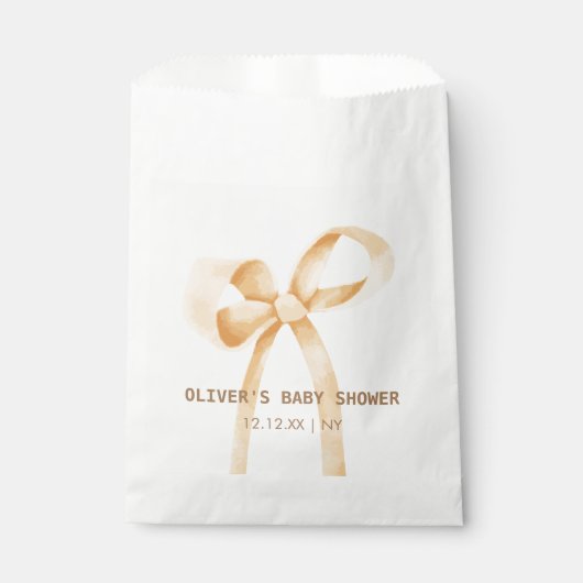 Neutrale, einfache Bow-Babydusche Geschenktütchen (Vorderseite)