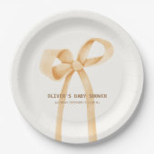 Neutrale, einfache Bow-Babydusche Pappteller (Vorderseite)