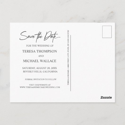 Neutrale einfache Verlobung Hochzeit Postkarte (Rückseite)