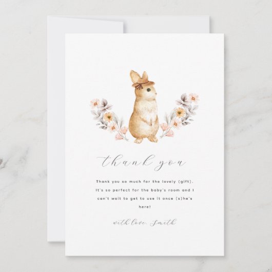 Neutrale, einfache Wildblume Babydusche Dankeskarte (Vorderseite)