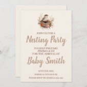 Neutrale Einladung von Party mit Vogelnest (Vorne/Hinten)