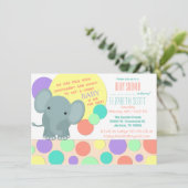 Neutrale Elefant-Babyparty-Einladung Einladung (Stehend Vorderseite)