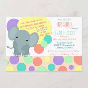 Neutrale Elefanten-Baby-Party-Einladung Einladung