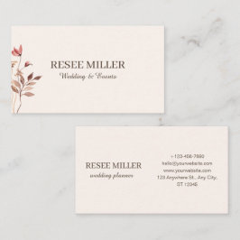 Neutrale Elegant Einfache Blume Hochzeit Visitenkarte