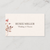 Neutrale Elegant Einfache Blume Hochzeit Visitenkarte (Vorderseite)