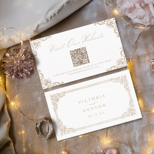 Neutrale elegante QR-Code-Website-Karte im Vintage Platzkarte