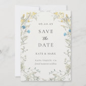 Neutrale Elegante Wildblume Hochzeit Save The Date (Vorderseite)