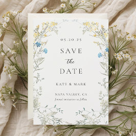 Neutrale Elegante Wildblume Hochzeit Save The Date