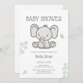 Neutrale Elephant Babydusche Einladung (Vorne/Hinten)