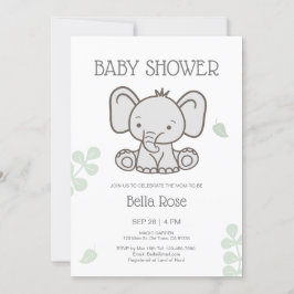 Neutrale Elephant Babydusche Einladung