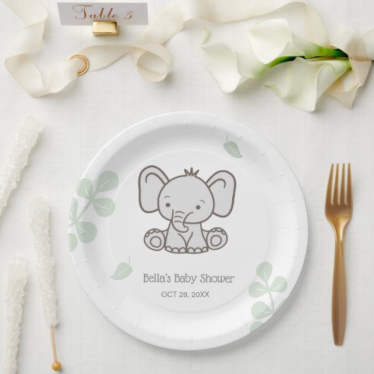 Neutrale Elephant-Babydusche Pappteller (Hochzeit)