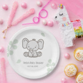 Neutrale Elephant-Babydusche Pappteller (Party)