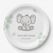 Neutrale Elephant-Babydusche Pappteller (Vorderseite)