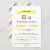 Neutrale Elephant Yellow Baby Shower Einladung (Vorne/Hinten)