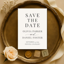 Neutrale Elfenbein-Hochzeit Save the Date