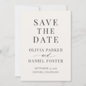 Neutrale Elfenbein-Hochzeit Save the Date (Vorderseite)