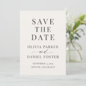 Neutrale Elfenbein-Hochzeit Save the Date (Stehend Vorderseite)