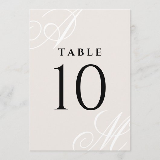 Neutrale Elfenbeinbeige Elegante Monogram-Tischnum (Vorderseite)