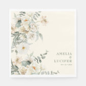 Neutrale Elfenbeinblütensaft grüne Hochzeit Serviette (Vorderseite)