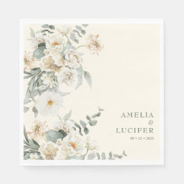 Neutrale Elfenbeinblütensaft grüne Hochzeit Serviette