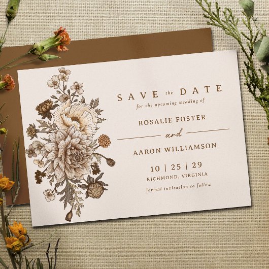 Neutrale Erdbrasse + Braun | VINTAG Save The Date
