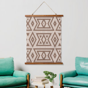 Neutrale Erde Brawn Natural Taupe Beige Tribal Art Wandteppich Mit Holzrahmen