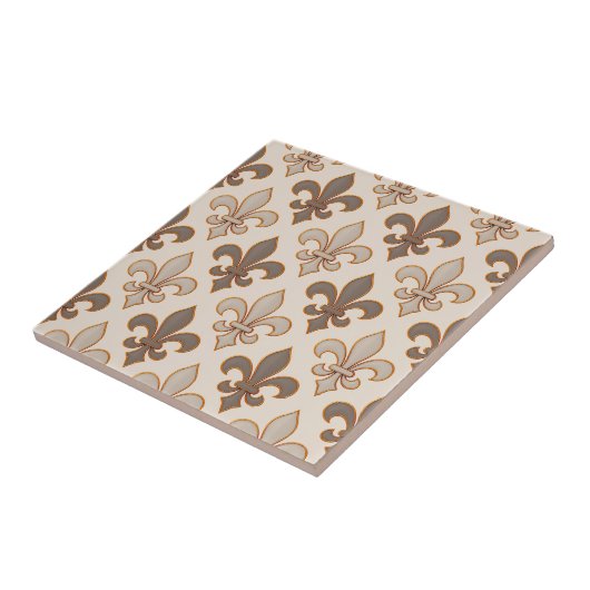 Neutrale Erde Royal Fleur-de-lis Stil Fliese (Seite)