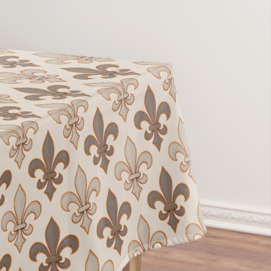 Neutrale Erde Royal Fleur-de-lis Stil Tischdecke (Beispiel)