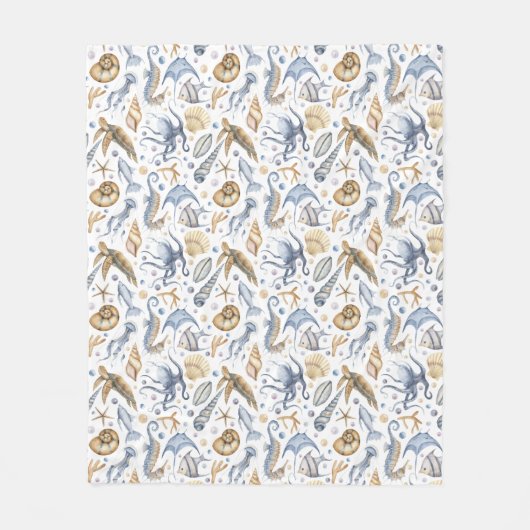 Neutrale Erdfarben Pastellmeere Fleecedecke (Vorderseite)