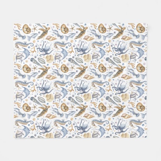 Neutrale Erdfarben Pastellmeere Fleecedecke (Vorderseite (Horizontal))