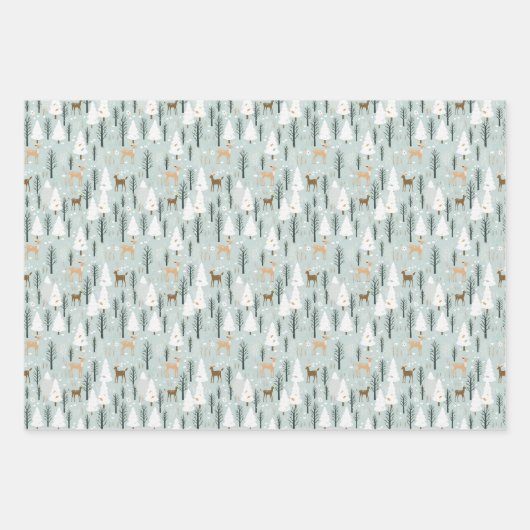 Neutrale Erdfarben Waldtiere Winterwild Geschenkpapier Set (Vorderseite 3)