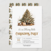 Neutrale erdfarbene grüne Weihnachtsbaumruste Einladung (Vorne/Hinten)