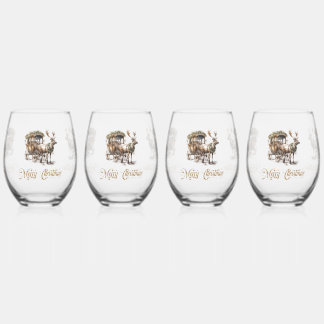 Neutrale erdige Töne grüner Weihnachtsbaum Weinglas Ohne Stiel