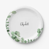 Neutrale Eukalyptus-Personalisierte Duschpapierpla Pappteller (Vorderseite)