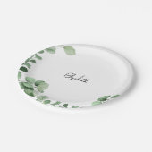 Neutrale Eukalyptus-Personalisierte Duschpapierpla Pappteller (Schrägansicht)