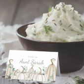 Neutrale Fall Farmhouse Thema Pumpkin Placecards Platzkarte