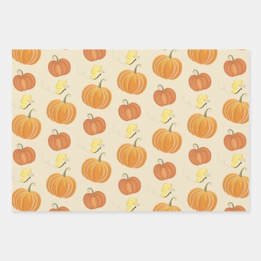 Neutrale Fall Wasserfarbenkürbis und Schmetterling Geschenkpapier Set (Vorderseite 2)