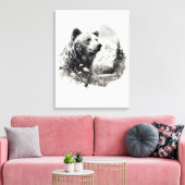 Neutrale Farben Aquarellbär im Wald Leinwanddruck (Insitu (Wohnzimmer))