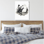 Neutrale Farben Aquarellbär im Wald Leinwanddruck (Insitu (Schlafzimmer))