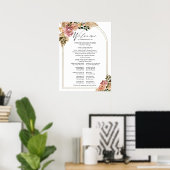 Neutrale Farben Boho Florales Hochzeitsprogramm-Sc Poster (Heimbüro)