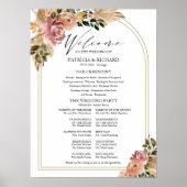 Neutrale Farben Boho Florales Hochzeitsprogramm-Sc Poster (Vorne)